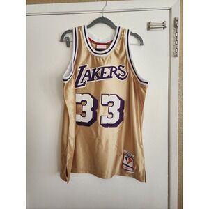 Mitchell & Ness Kareem Abdul-Jabbar Gold 75th Anniversary Lakers Jersey Size L